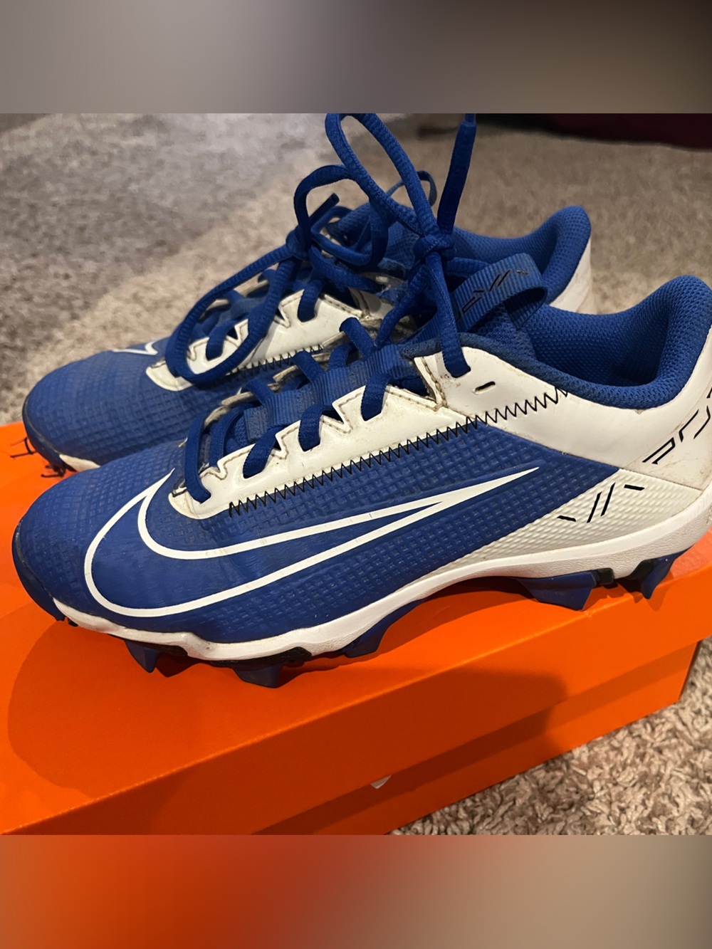 Nike Kids Blue and White Football cleats youth 4